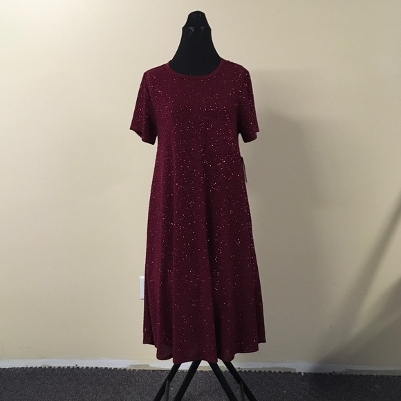 New Small Burgundy Sparkle High Low Dress Lularoe - Picture 1 of 6